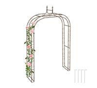 Relaxdays Garden Arbour, Metal, HWD: 240 x 155 x 39 cm, Rose Arch, Archway Trellis for Climbing Plants & Flowers, Brown, Steel