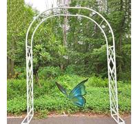 Garden Arch Arbor for Climbing Plants Metal Trellis 6.5ft-12.5ft Adjustable Height Detachable Base Outdoor Patio Décor Perfect for Roses & Vines White Finish W7.9xH8.8ft