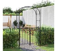 Garden Arch Black Powder-Coated Steel 108x45x235cm Trellis Entrance Arbour Decor