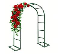 Garden Arch for Climbing Plants, Metal Pergola Trellis 1.4-3.0m Wide, Sturdy Rose Arch Support for Weddings, Ceremony Decor (Green, L2.0 x H1.0m)