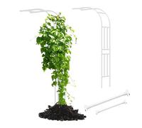 Garden Arch for Climbing Plants, Metal Semi-Arc Support, Outdoor Trellis for Roses, Adjustable 120-300cm, White Pergola, Perfect for Indoor/Outdoor Use, W60 x H240cm