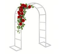 Garden Arch for Climbing Plants, Metal Trellis Pergola 1.4m to 3.0m Wide, Sturdy Rose Arbor for Weddings, Ceremony Decoration (White, L1.4 x H2.3m)
