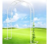 Garden Arch for Climbing Plants Metal Trellis Sturdy Rose Arch Wedding Arch Outdoor Garden Arbor 0.8 1.2 1.4 1.6 1.8 2 2.4 2.8 3.5m H (White 280cm W x 220cm H)