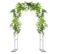 Garden Arch for Climbing Plants White Metal Rose Arch Trellis Wedding Pergola 2.0m/2.2m/2.3m High L280xW40xH220cm Outdoor Support for Vines and Flowers