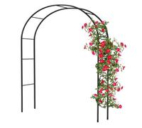 Garden Arch Galvanized Steel Sturdy Black Half-Circle W 2.4 x H 2.2m Outdoor Trellis for Climbing Plants Garden Decoration