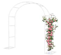 Garden Arch Metal Arbor for Climbing Plants & Fairy Lights Rustproof Freestanding Archway Easy to Assemble for Lawn Pathway & Weddings 240cm x 220cm (Cream)