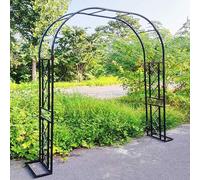 Garden Arch Metal Arbour Rose Trellis Arch Frame 140cm 180cm 220cm 260cm 300cm 340cm Large Strong Tubular Archway For Climbing Plants Backyard, Lawn, Patio, Courtyard, Wedding(Black,180x230x40cm)