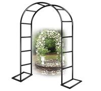 Garden Arch Metal, Black Rose Arch Trellis for Climbing Plants, Weather Resistant Heavy Duty Strong Tubular Arbour for Lawn Patio Courtyard Wedding Decorations, With base(3.5 x 2.20m)