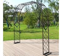 Garden Arch Metal Trellis for Climbing Plants, 2.3m Outdoor Garden Arbor, Black Steel Support for Roses, Available in Brown, White, Green (2.2 x 2.3m)