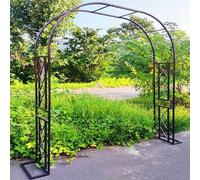 Garden Arch Pergola 140-340cm X 230cm Metal Trellis for Climbing Plants Galvanized Rose Support Brown Garden Arbor Ideal for Balcony & Outdoor DecorPlant Support (300x230x40cm)