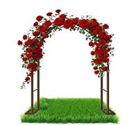 Garden Arch Trellis - 220cm Steel Frame for Climbing Plants Roses Vegetables - Indoor/Outdoor Climbing Support Wedding & Christmas Decorations - Brown Color