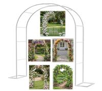 Garden Arch Trellis for Climbing Plants, Adjustable Height 6.5ft-7.5ft, Metal Wedding Arbor, Outdoor Support for Roses & Vines, Perfect for Events & Holidays