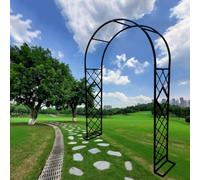Garden Arch Trellis for Climbing Plants Weather-Resistant Metal Pergola W260xH270cm Black Iron Arbor for Outdoor Decor and Support