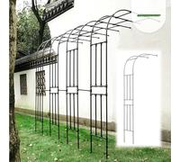 Garden Arch Trellis Support Rack for Climbing Roses and Vines - Black Metal Half Arch Outdoor Design, Easy Assembly