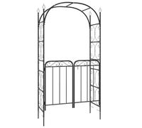 Garden Arch with Gate Black 108x45x235 cm Steel Plant Trellis Arches vidaXL