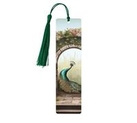 Garden Arched Door Peacock Wood Bookmarks with Tassels,Pendant Unique Handmade Craft DIY Wooden Bookmarks Cute Wood Hanging Tags Ornaments for Book Lovers Birthday Teachers Gift