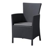 Garden Armchair with Cushion Rattan Style Allibert - Graphite