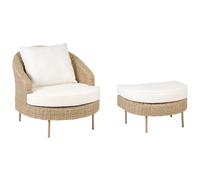 Beliani Garden Armchair With Ottoman Arcille Pe Rattan Natural