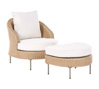 Garden Armchair with Ottoman ARCILLE PE Rattan Beige