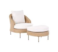 Garden Armchair with Ottoman ARCILLE PE Rattan Beige