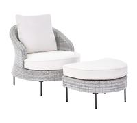 Beliani Garden Armchair With Ottoman Arcille Pe Rattan Grey