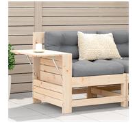 Garden Armrest Sofa Pine Wood 69x62x70.5cm Untreated Anthracite Beige Cushions.