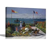 Garden at Sainte-Adresse Claude Monet Canvas Prints Framed Wall Art Decor Home Artwork Giclee Pictures Extra Large 101 x 76cm (40 x 30 inches)