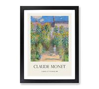 Garden At Vetheuil By Claude Monet Exhibition Museum Painting Framed Print | A4 Black Framed Wall Art | Ready to Hang | Modern Floral Picture | Living Room Bedroom Lounge Office