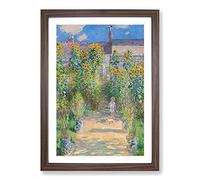 Garden at Vetheuil by Claude Monet Framed Print | A2 Walnut Framed Wall Art | Ready to Hang | Modern Floral Picture | Living Room Bedroom Lounge Office