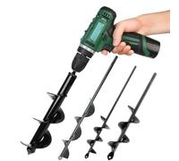 Garden Auger Drill Bit,4x45cm Hole Digger for Planting, Fence Posts, Bulbs | Auger Post Hole Digger for 3/8" Hex Drive, Fence Post Digger Tool Fits Most Drills, Suitable for Multiple Soil Types