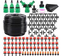 Garden Automatic Irrigation System 164FT 200 Pack Drip Irrigation Kit 1/4" Blank Distribution Tubing Watering Drip Kit Automatic Irrigation Equipment for Garden,Patio,Greenhouse, Flower Bed,lawn