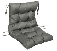 Outsunny Garden Back Chair Cushion, Comfortable Patio Seat Cushion Pad with Backrest for Outdoor & Indoor Use, Light Grey Aosom UK