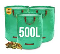 Garden Bags Heavy Duty with Handles - Reusable Garden Waste Bags Heavy Duty for Plant, Grass, Dirt, Leaves Collection, Waste Bags Reusable (Pack of 3, 500L)