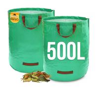 Garden Bags Heavy Duty with Handles - Reusable Garden Waste Bags Heavy Duty for Plant, Grass, Dirt, Leaves Collection, Waste Bags Reusable (Pack of 2, 500L)