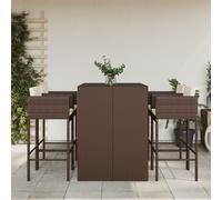 Garden Bar Set Outdoor Bar Table Set 5 Piece with Cushions Poly Rattan vidaXL