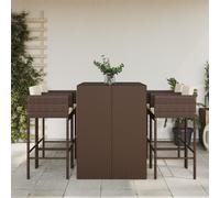 Garden bar set 105x80x110cm Brown PE rattan steel tempered glass cream cushioned