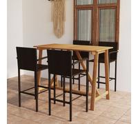Garden bar set 140x70x104cm Solid acacia wood Brown PE rattan 4 stools allseason