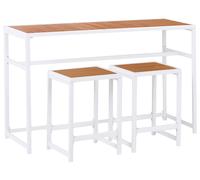 Garden Bar Set 2 Seater AVETRANA Metal Brown/ White