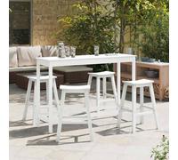 Garden Bar Set 2-Seater White HDPE with Cushions Zipper 55x55x107 cm ModernPatio