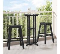 Garden Bar Set 3pc Black HDPE 55x55x107cm Patio Table with 2 Stools Weatherproof