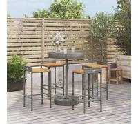 Garden Bar Set 5 Piece Garden Bar Set Grey Poly Rattan & Solid Wood Acacia