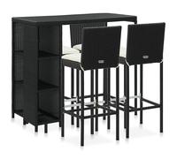 (black) vidaXL Garden Bar Set 5 Piece with Cushions Poly Rattan Table&Chair Black/Grey