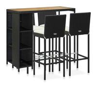 vidaXL 5 Piece Garden Bar Set with Cushions Poly Rattan Black, Black