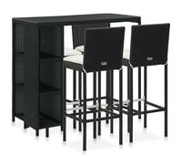Garden Bar Set 5 Piece with Cushions Poly Rattan Table&Chair Black/Grey vidaXL