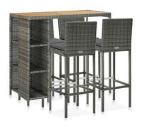 (grey) vidaXL Garden Bar Set 5 Piece with Cushions Poly Rattan Table&Chair Black/Grey