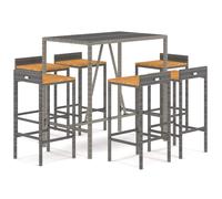 (grey, 110 cm table length/ 5 piece) vidaXL Garden Bar Set Bar Table and Chair Poly Rattan and Solid Wood Acacia