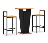 (black, 3 piece) vidaXL Garden Bar Set Bar Table and Chair Poly Rattan and Solid Wood Acacia