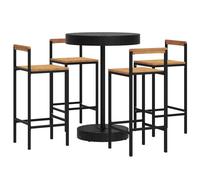 vidaXL 5 Piece Garden Bar Set Black Poly Rattan&Solid Wood Acacia, Black
