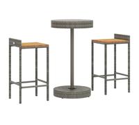 (grey, 5 piece) vidaXL Garden Bar Set Bar Table and Chair Poly Rattan and Solid Wood Acacia