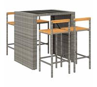 (grey, 5 piece) vidaXL Garden Bar Set Bar Table and Chair Poly Rattan and Solid Wood Acacia